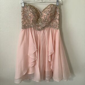 Dave & Johny Pink Silver Sequin Glitter Balletcore Fairy Mini Rhinestone Dress 5